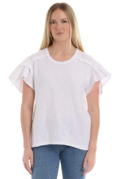 Wilt Ruffle Short Sleeve Tee In Neutral