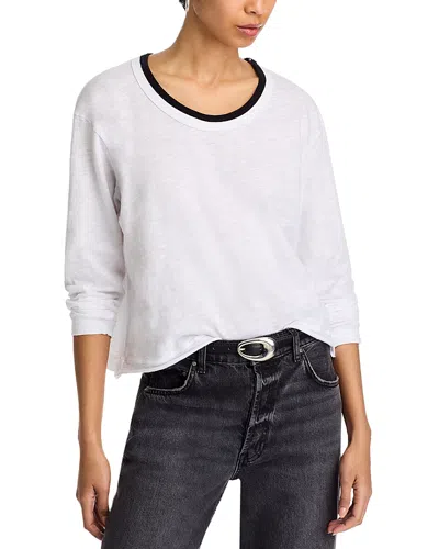 Wilt Scoop Neck Boxy Long Sleeve Tee In White/black