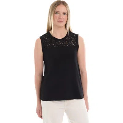 Wilt Shell With Lace Yoke Top In Black