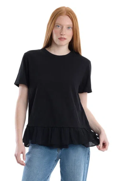 Wilt Short Sleeve Mixed Media Tee In Black