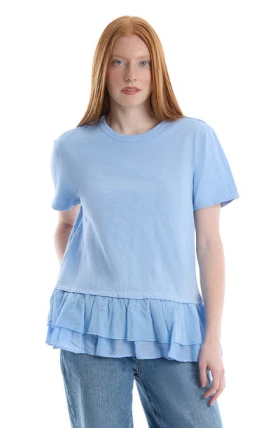 Wilt Short Sleeve Mixed Media Tee In Blue