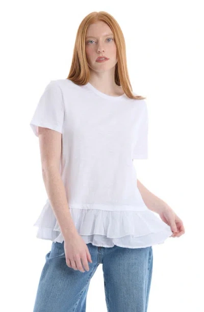Wilt Short Sleeve Mixed Media Tee In White