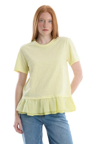 Wilt Short Sleeve Mixed Media Tee In Yellow