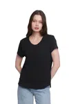 Wilt Short Sleeve Mock Layer Raw Hem Tee In Black