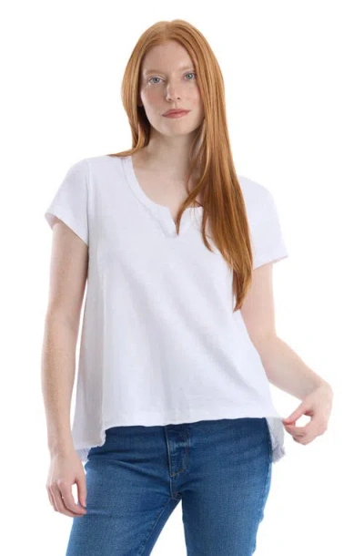 Wilt Short Sleeve Placket Hi-lo Tee In Multi