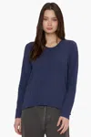 Wilt Long Sleeve Mock Layer Raw Hem Tee In Blue