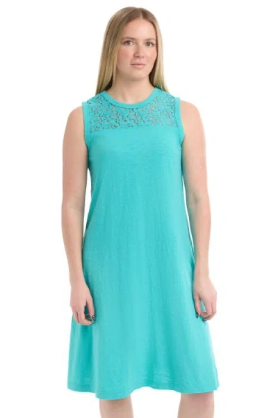 Wilt Sleeveless Lace Yoke Dress In Blue