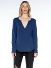 Wilt Split Neck L/s Shirttail In Blue