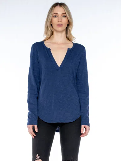 Wilt Split Neck L/s Shirttail In Blue