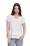 Wilt S/s Dbl Tier Raw Hem Tee In White