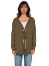 Wilt Tie Front L/s Rib Mix Cardigan In Green