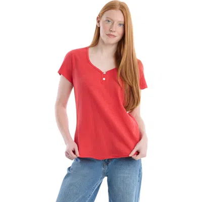 Wilt V-neck Henley Short Sleeve Tee In Burgundy