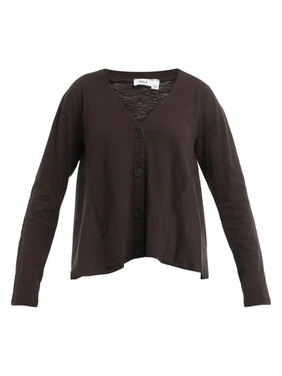 Wilt Women's Button Front Mixed Cardigan In Brown