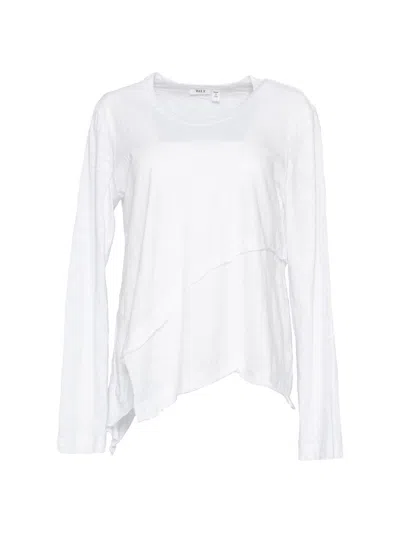 Wilt Women's Crew Long Sleeve Easy Crossover Hem In White