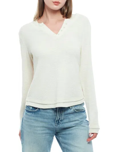 Wilt Women's Long Sleeve Henley Mock Tee