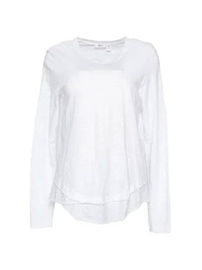 Wilt Women's Long Sleeve Mock Layer Tee In White
