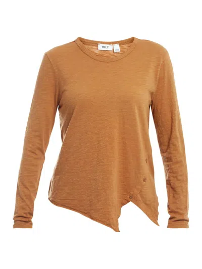 Wilt Women's Long Sleeve With Asymmetrical Hem In Brown