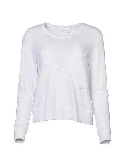 Wilt Women's Long-sleeve Seamed Pocket Sweatshirt In White