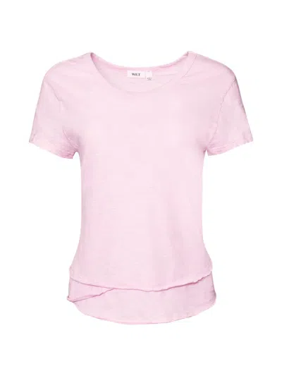 Wilt Women's Mock Layer Raw Hem Tee In Pink