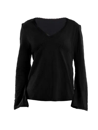Wilt Women's V-neck Long Sleeve Empire T-shirt In Black