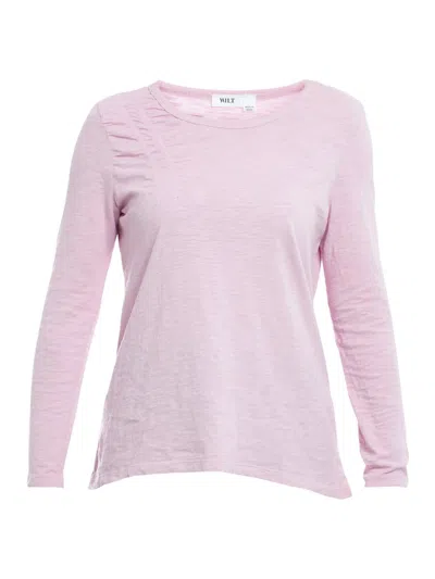 Wilt Women's Wide Neck Long Sleeve Tee In Purple