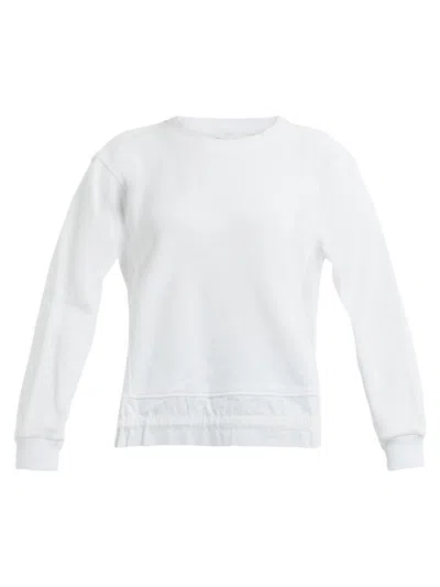 Wilt Women's Woven Side Panels Sweatshirt In White