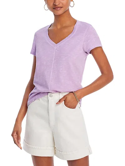 Wilt V Neck Ribbed Back Tee In Mulberry