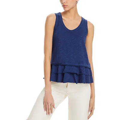 Wilt Womens Double Tiered U Neck Crop Top In Blue