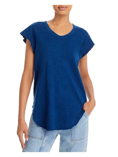 Wilt Womens Hi-low Raw Hem Pullover Top In Blue