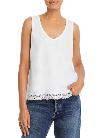 Wilt Womens Lace Trim Burnout Pullover Top In White