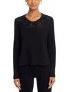 Wilt Womens Lace Trim Slub Pullover Top In Black