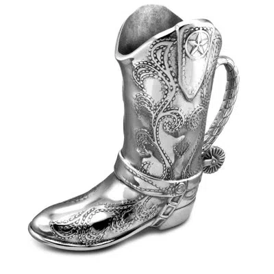 Wilton Armetale Cowboy Boot Pitcher In Silver