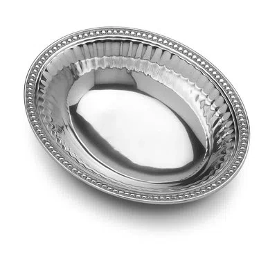 Wilton Armetale Flutes And Pearls Medium Oval Serving Bowl, 2-quart, Silver, 10"