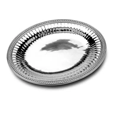 Wilton Armetale Flutes And Pearls Oval Serving Tray, 15.5-inch-by-17.75-inch In Silver