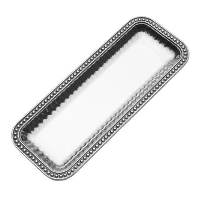 Wilton Armetale Flutes & Pearls Small Rectangular Tray In Silver