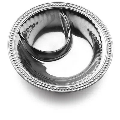 Wilton Armetale Flutes And Pearls Small Round Chip And Dip Server, 11-inch, Silver