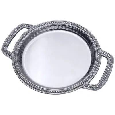 Wilton Armetale Flutes & Pearls Small Round Handled Tray In Silver