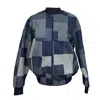 Win Out Men's Blue Patchwork Denim Bomber In Multi