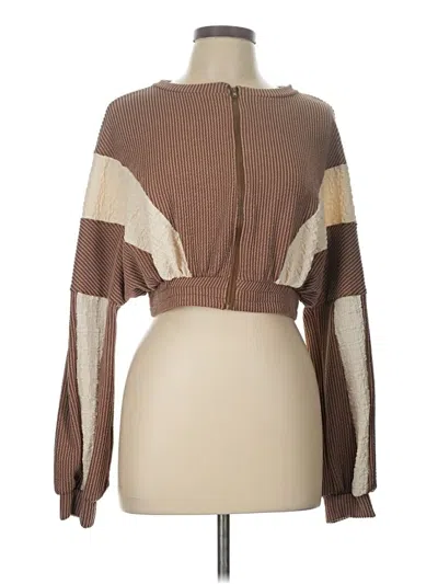 Pre-owned Win Win Long Sleeve Blouse In Brown