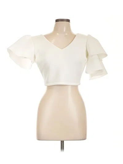 Pre-owned Win Win Short Sleeve Top Ivory Sweetheart Neckline Tops In White
