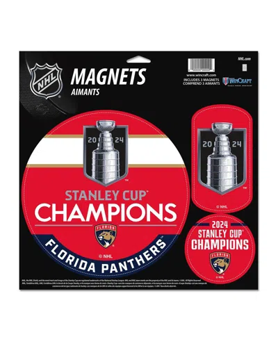 Wincraft Florida Panthers 2024 Stanley Cup Champions Three-pack Indoor/outdoor Magnet Set In No Color