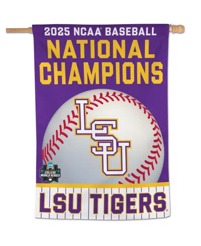 Wincraft Lsu Tigers 2025 Ncaa Baseball Men's College World Series Champions 28" X 40" One-sided Vertical Bann In Transparent