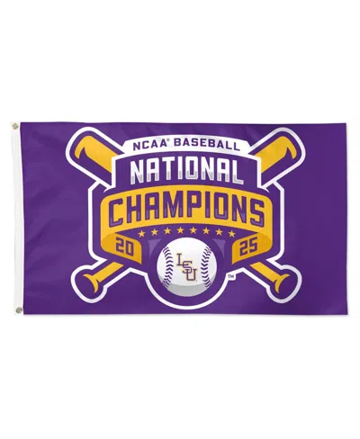 Wincraft Lsu Tigers 2025 Ncaa Baseball Men's College World Series Champions 3' X 5' One-sided Deluxe Flag In Transparent