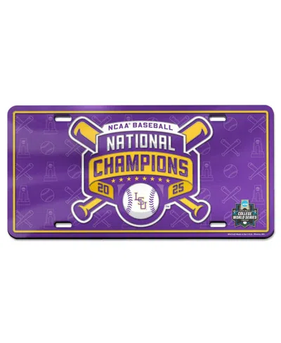 Wincraft Lsu Tigers 2025 Ncaa Baseball Men's College World Series Champions Laser-cut Acrylic License Plate In Transparent