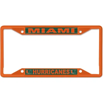 Wincraft Miami Hurricanes Chrome Color License Plate Frame In Orange
