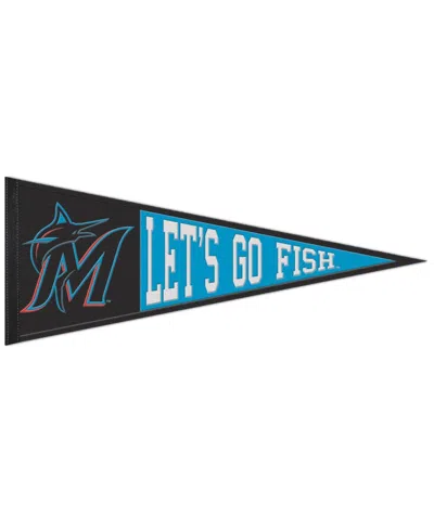 Wincraft Miami Marlins 13" X 32" Slogan Pennant In Black,blue,white
