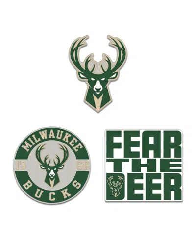 Wincraft Milwaukee Bucks Three-piece Collector Pin Set In Green