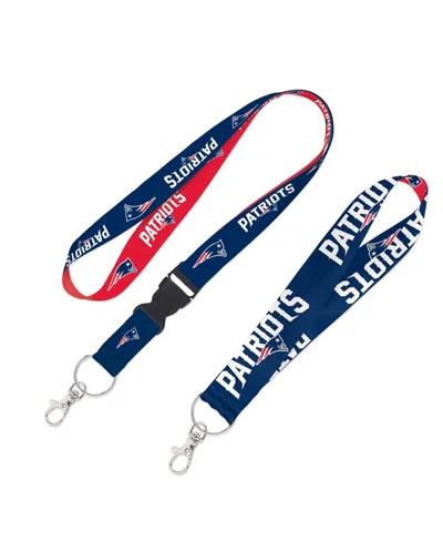 Wincraft New England Patriots 2-pack Lanyard With Detachable Buckle Key Strap Set In Blue