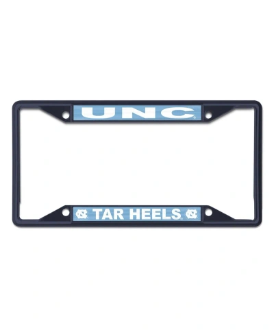 Wincraft North Carolina Tar Heels Chrome Colored License Plate Frame In Navy