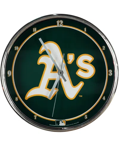 Wincraft Oakland Athletics 12" Baseball Club Chrome Wall Clock In Green